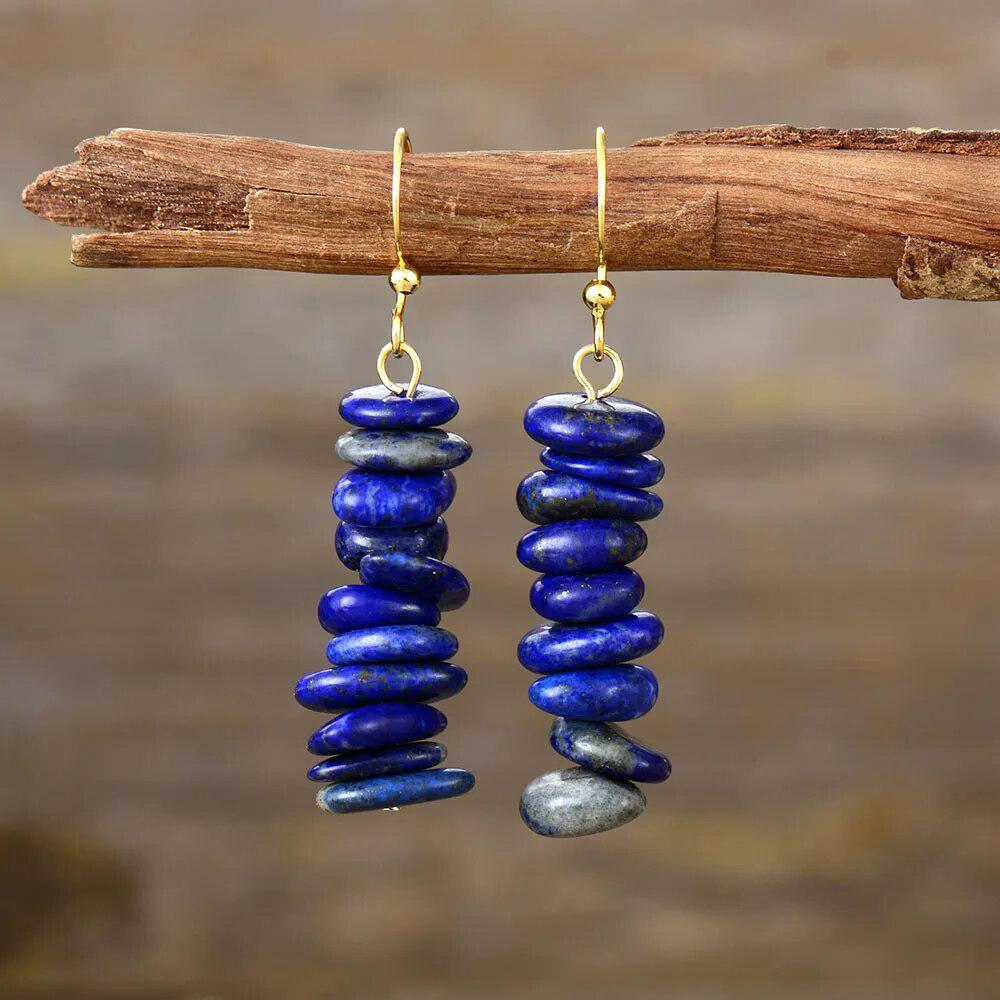 Lapis Lazuli Ethnic Stone Earrings