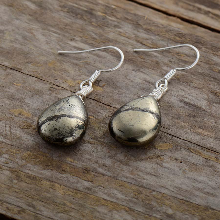 Teardrop Pyrite Earrings