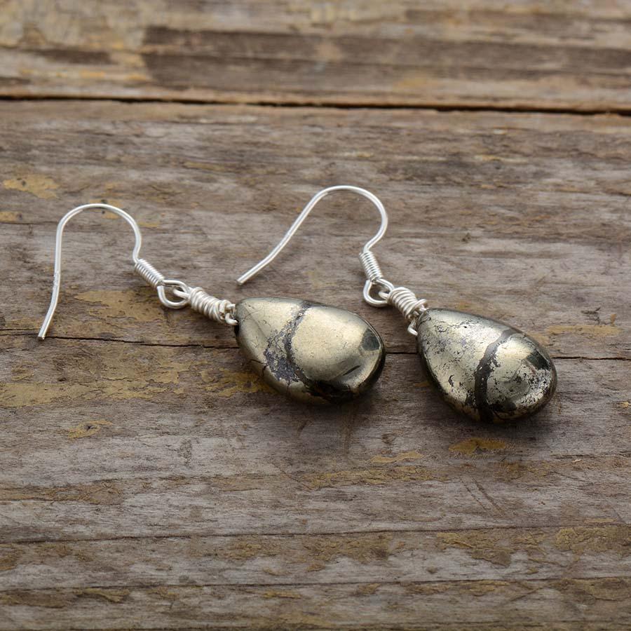 Teardrop Pyrite Earrings