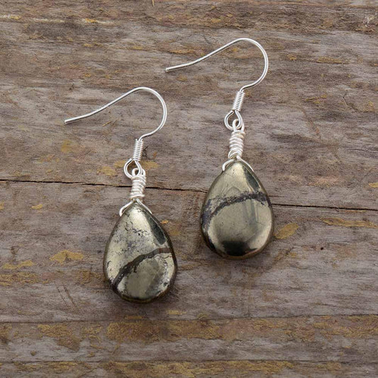 Teardrop Pyrite Earrings