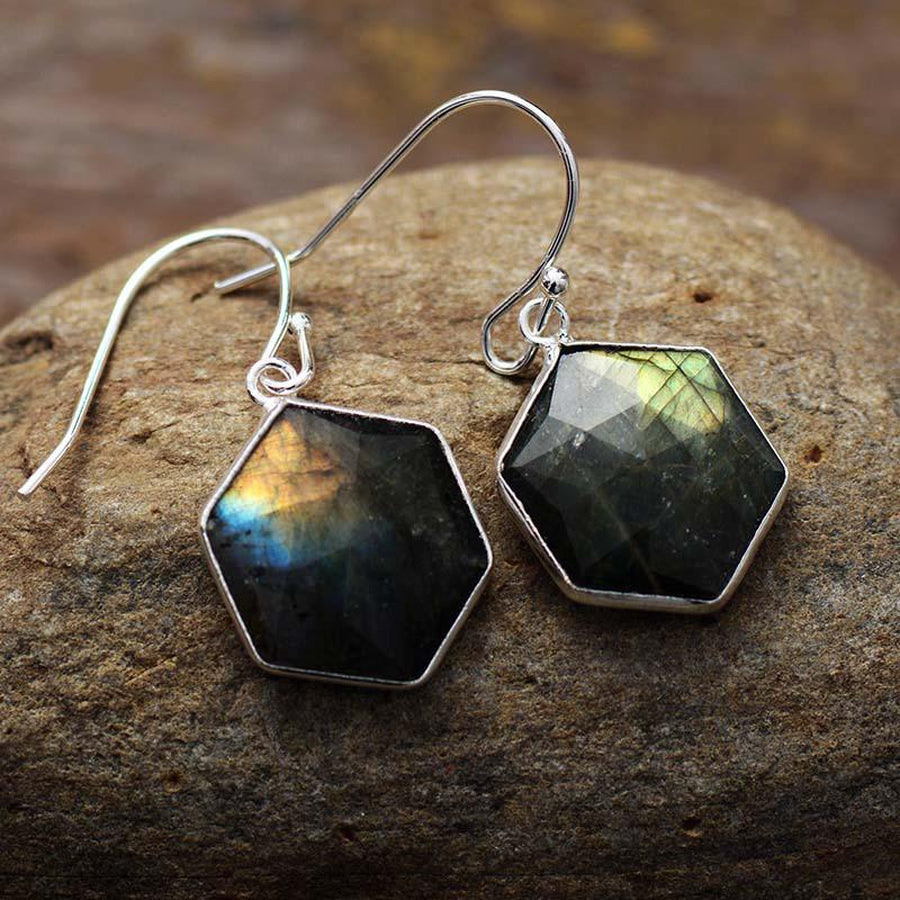 Labradorite Geometric Earrings