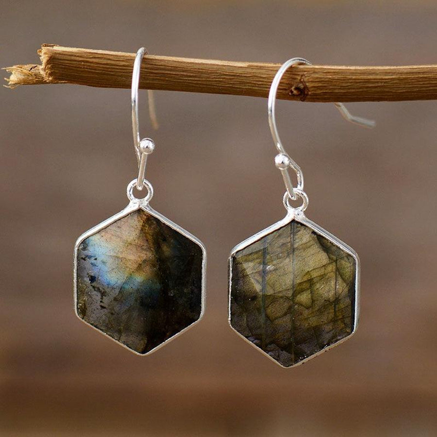 Labradorite Geometric Earrings