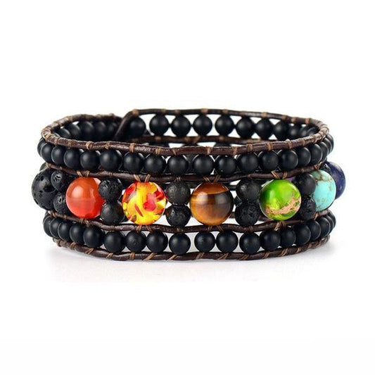 Genuine Leather 7 Chakras Bracelet