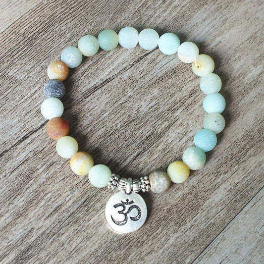 Amazonite Bead Bracelet <br> Om