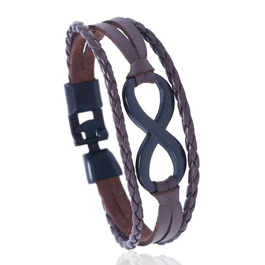 Infinity Symbol Leather Charm Bracelet