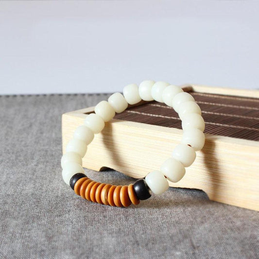 Bodhi Seed Meditation Bracelet with Coconut and Olive Beads.