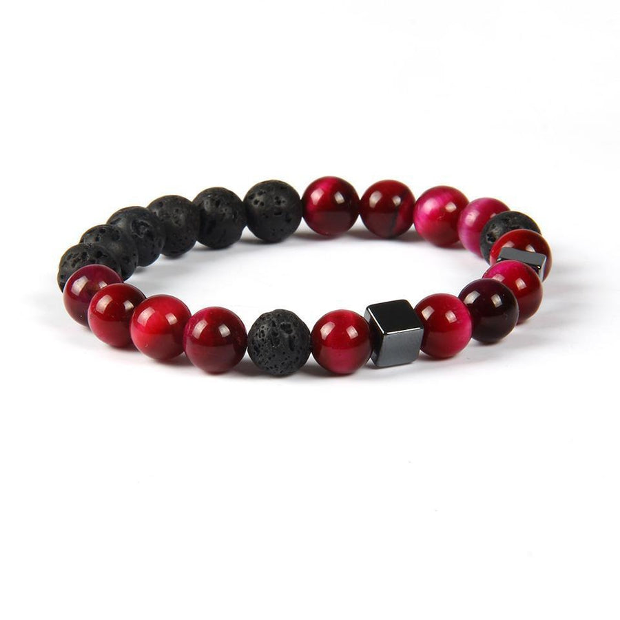 Lava Stones, Red Tiger Eye, and Hematite Protection Bracelet