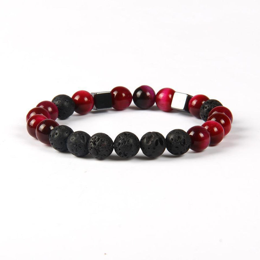 Lava Stones, Red Tiger Eye, and Hematite Protection Bracelet