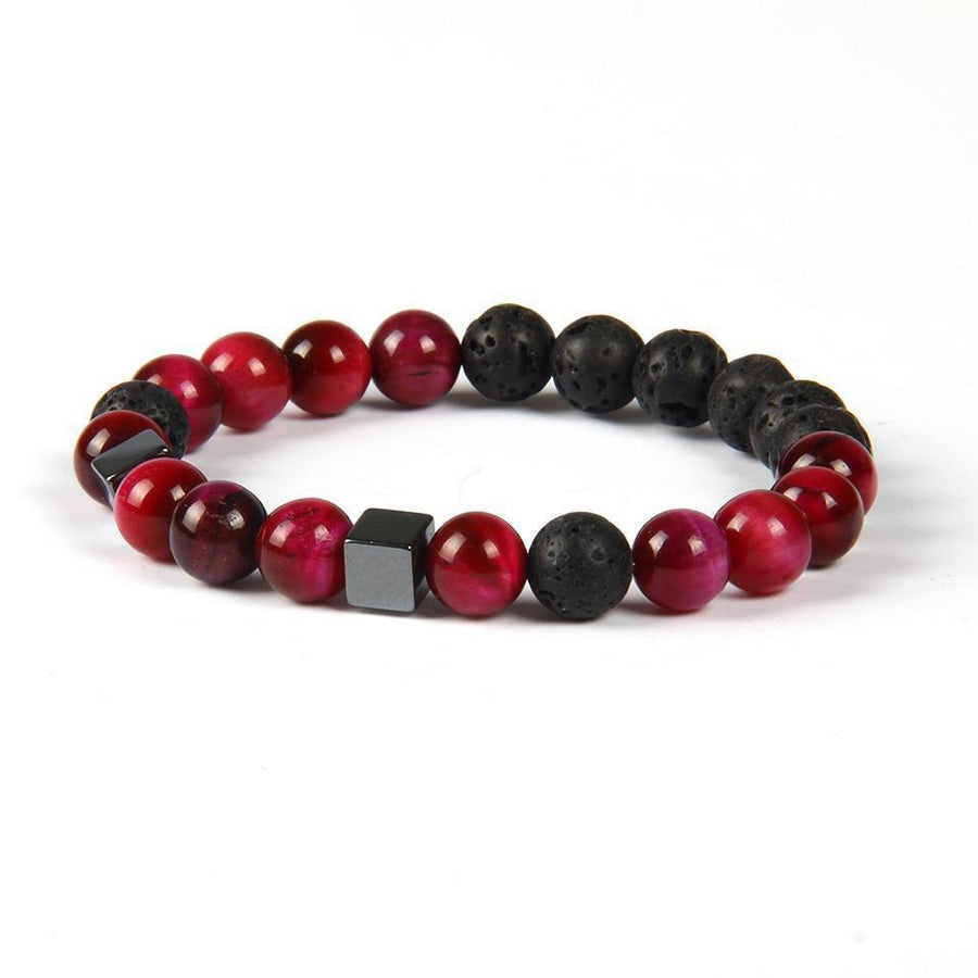 Lava Stones, Red Tiger Eye, and Hematite Protection Bracelet