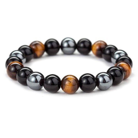 Protective Black Obsidian, Tiger's Eye, and Hematite Bracelet