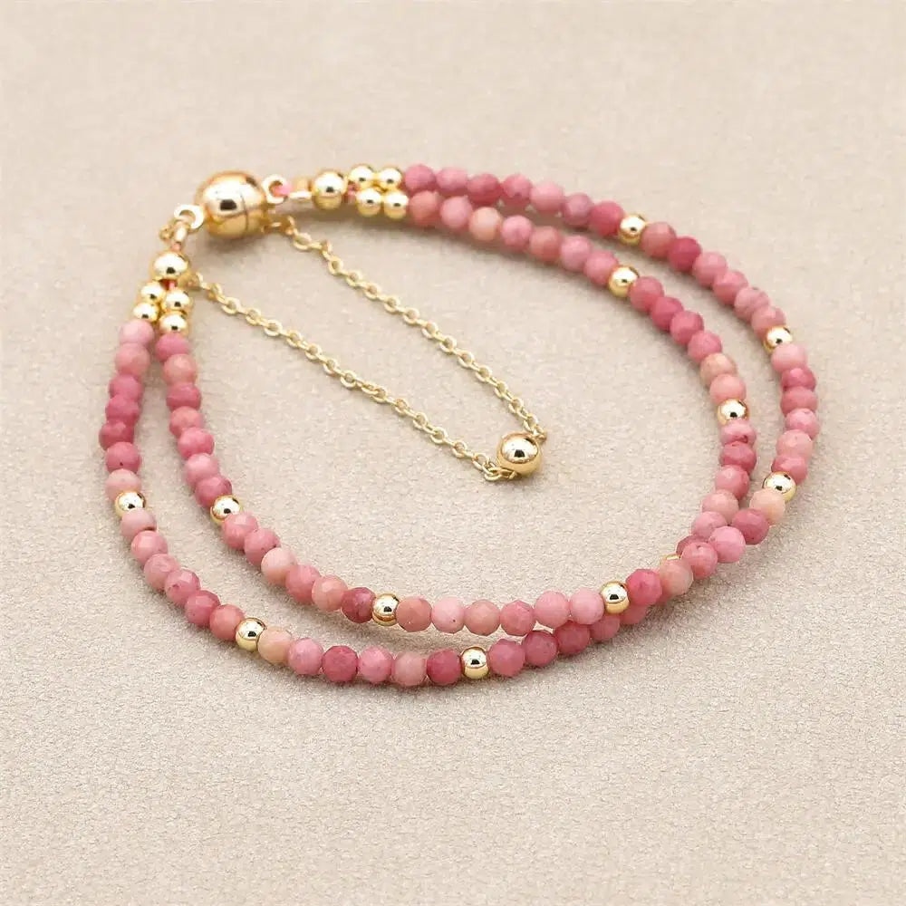 Natural Rhodonite Double Row Bracelet