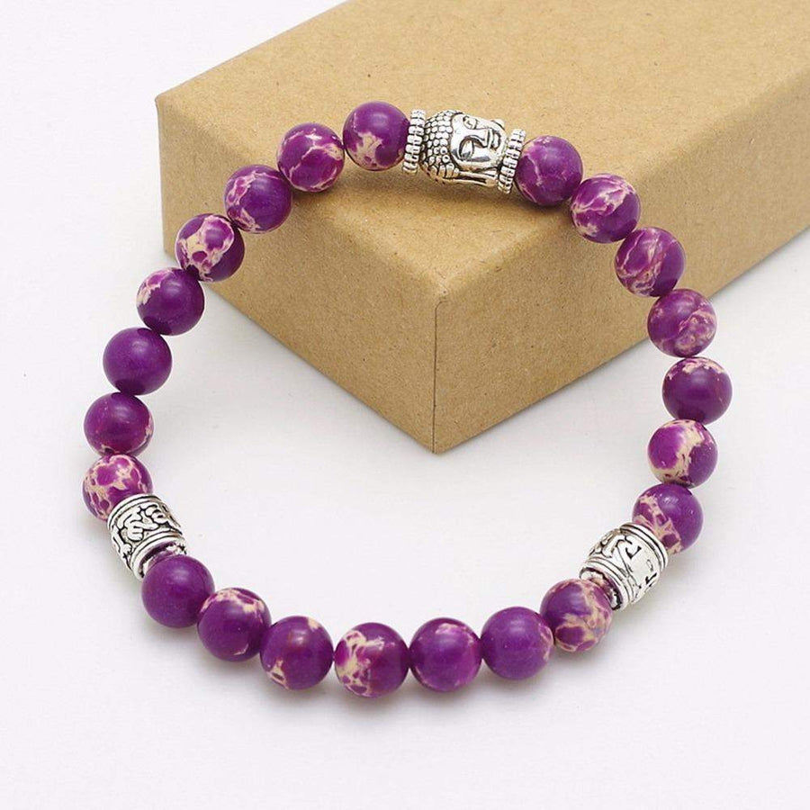 Purple Chakra Bracelet with Buddha Head