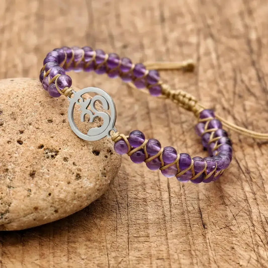 Bracelet with Amethyst <br> Ohm Symbol