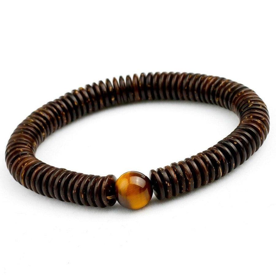 Coconut Shell & Tiger's Eye Bracelet