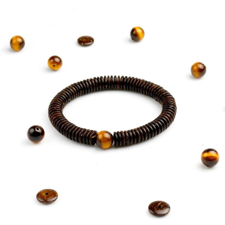 Coconut Shell & Tiger's Eye Bracelet