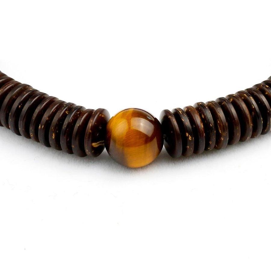 Coconut Shell & Tiger's Eye Bracelet