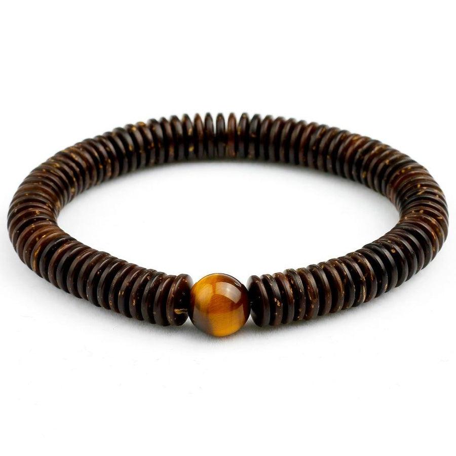 Coconut Shell & Tiger's Eye Bracelet