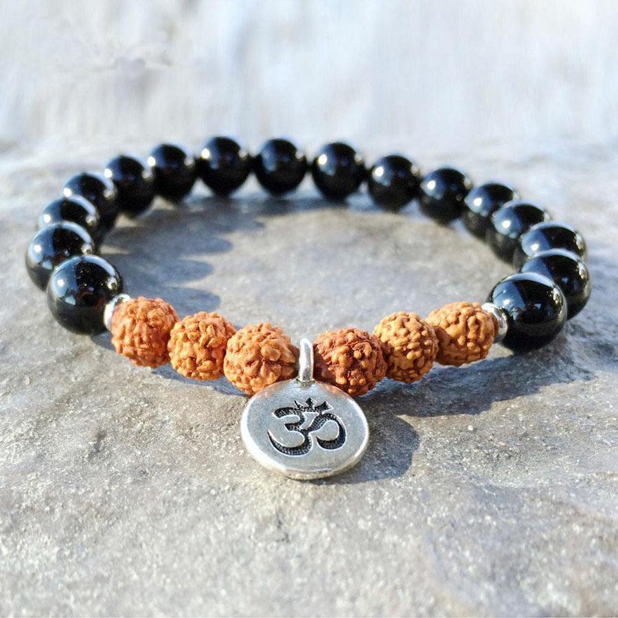 Onyx and Rudraksha Bead Bracelet