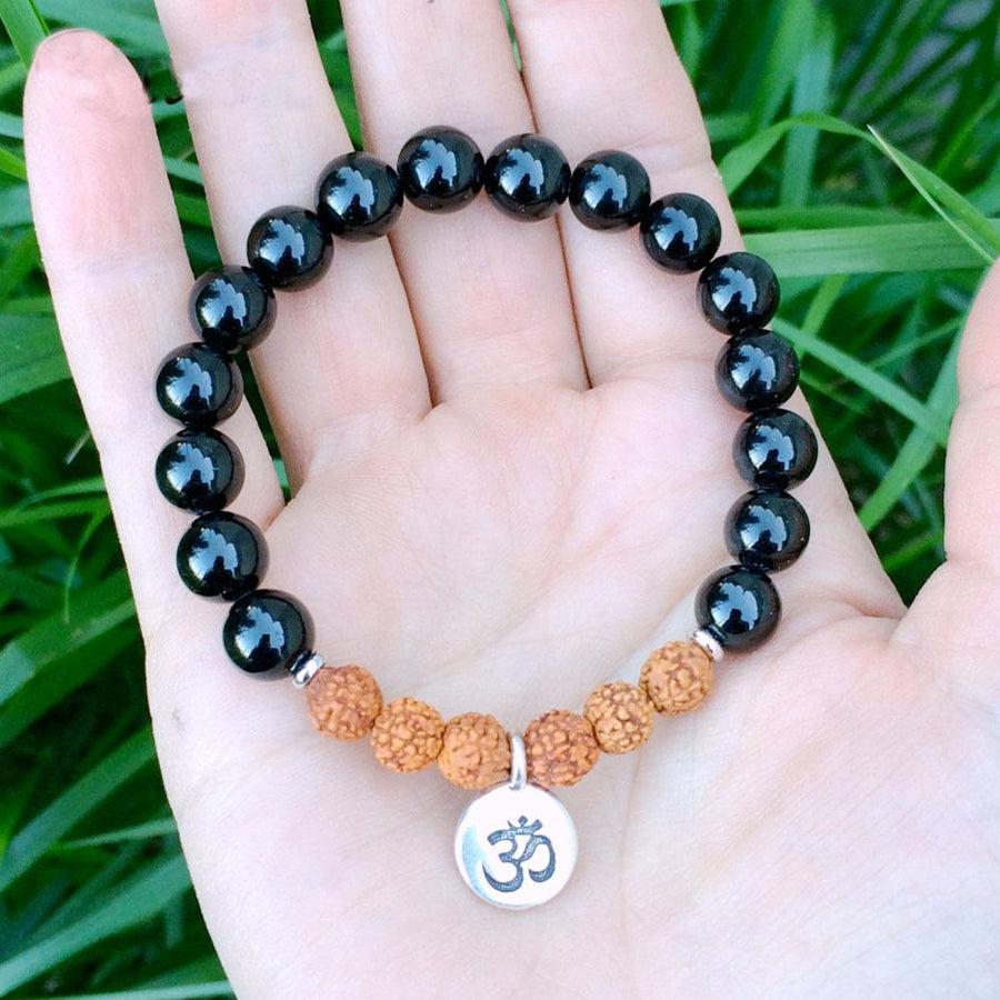 Onyx and Rudraksha Bead Bracelet