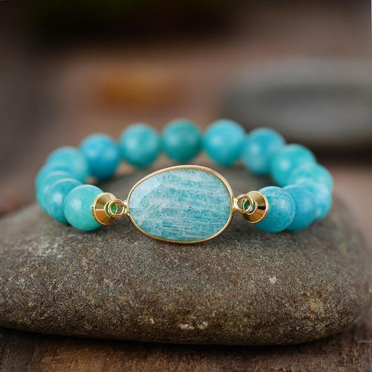 Natural Amazonite Bead Bracelet