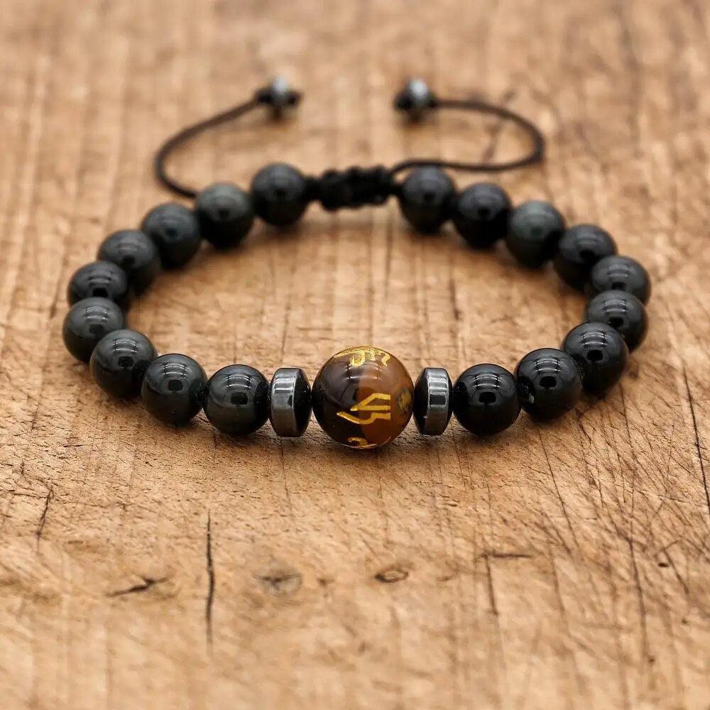 Obsidian, Tiger's Eye, and Hematite Stone Bracelet