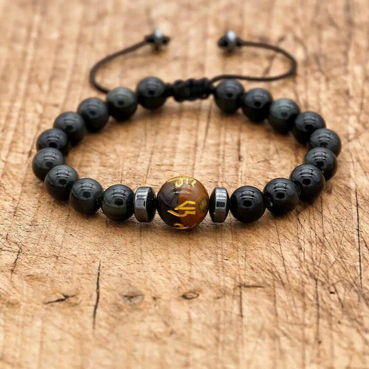 Obsidian, Tiger's Eye, and Hematite Stone Bracelet.