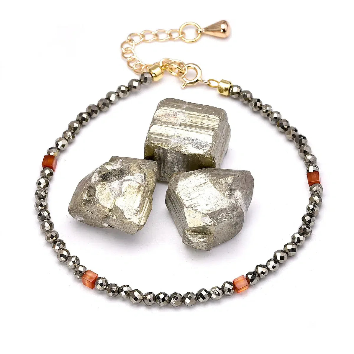 Energizing Pyrite and Red Carnelian Bracelet