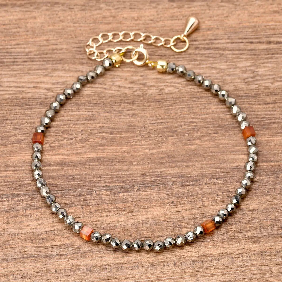 Energizing Pyrite and Red Carnelian Bracelet