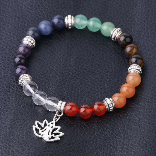 7 Chakra and Lotus Flower Bracelet for Positive Vibes