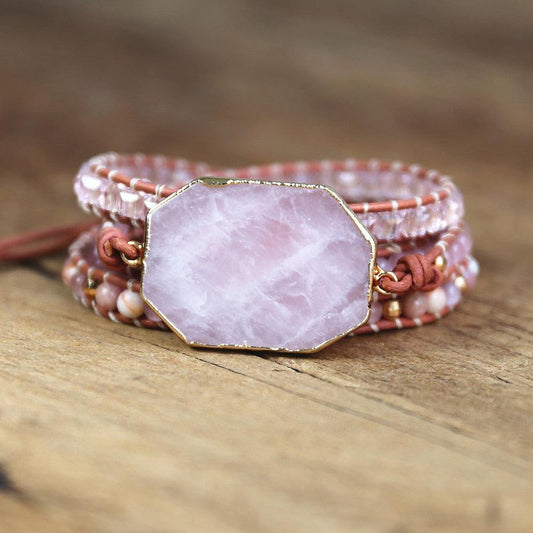 Bohemian Rose Crystal Stone-Wrapped Bracelet.