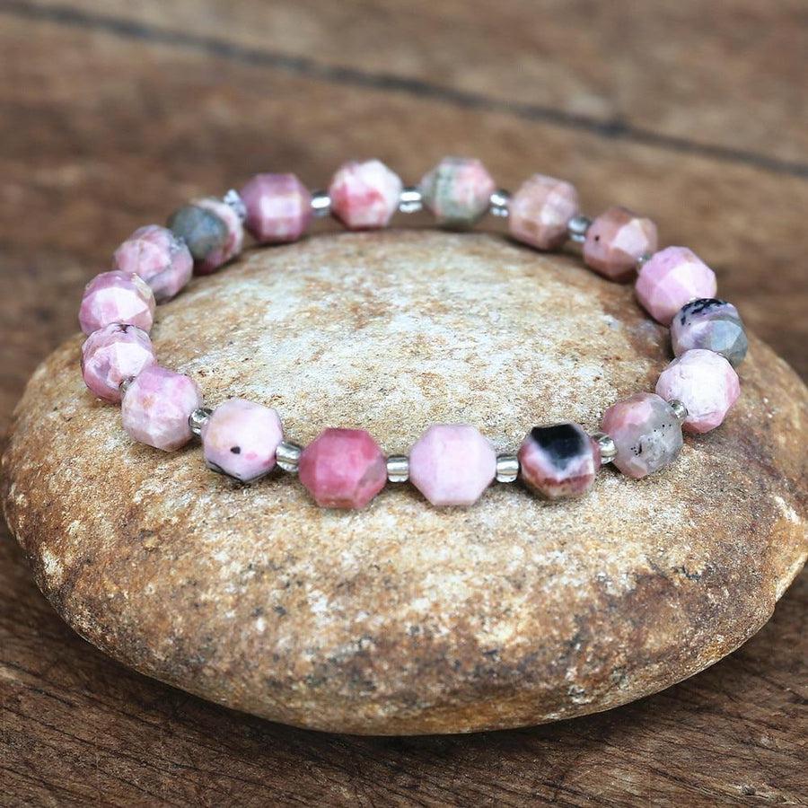 Rhodonite Faceted Stretch Bracelet