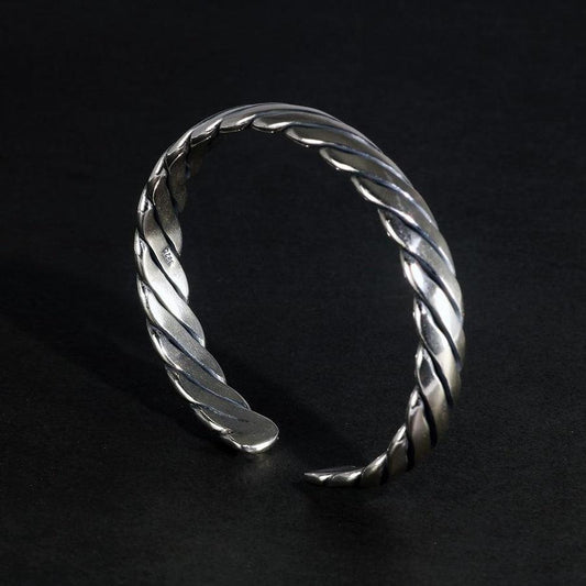 925 Sterling Silver Carved Bangle Bracelet