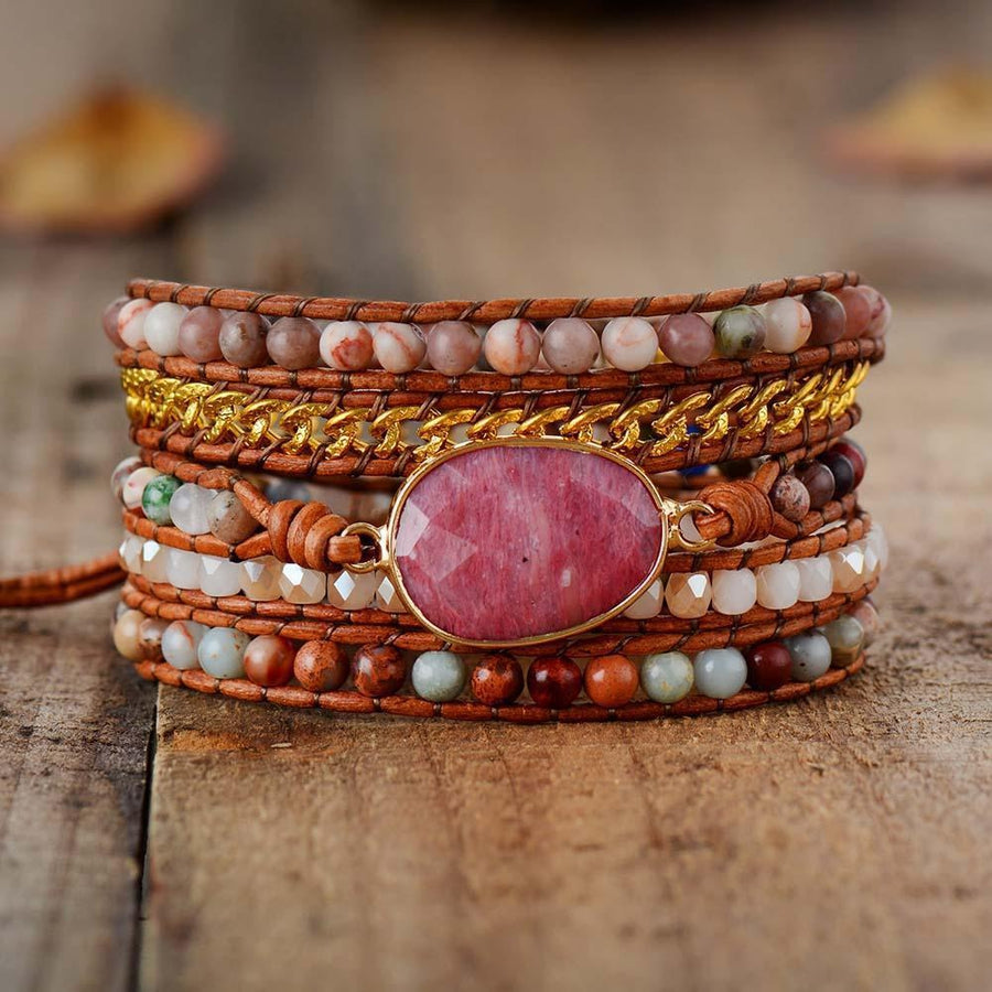 Natural Rhodonite Cuff Bracelet