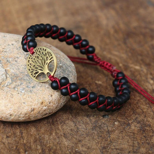 Matte Black Onyx Life Mission Bracelet with Tree of Life