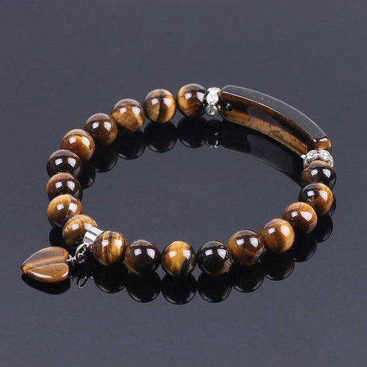 Tiger Eye Bracelet with Heart Charm