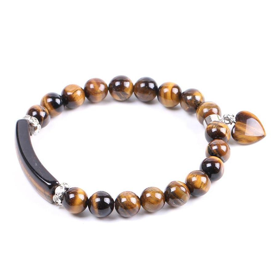 Tiger Eye Bracelet with Heart Charm