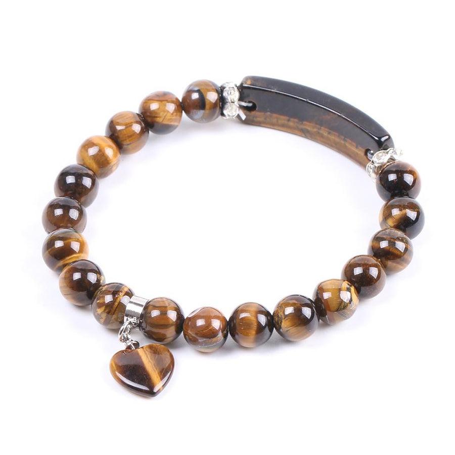 Tiger Eye Bracelet with Heart Charm