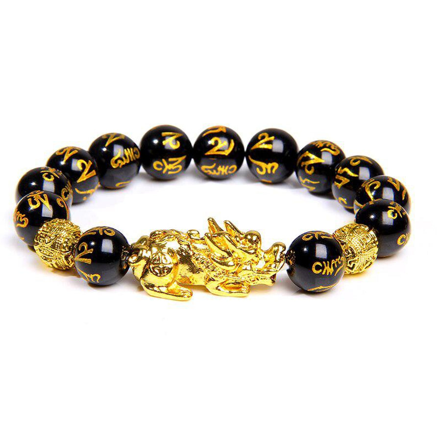 Black and Gold Two-Tone Buddhist Pixiu Bracelet