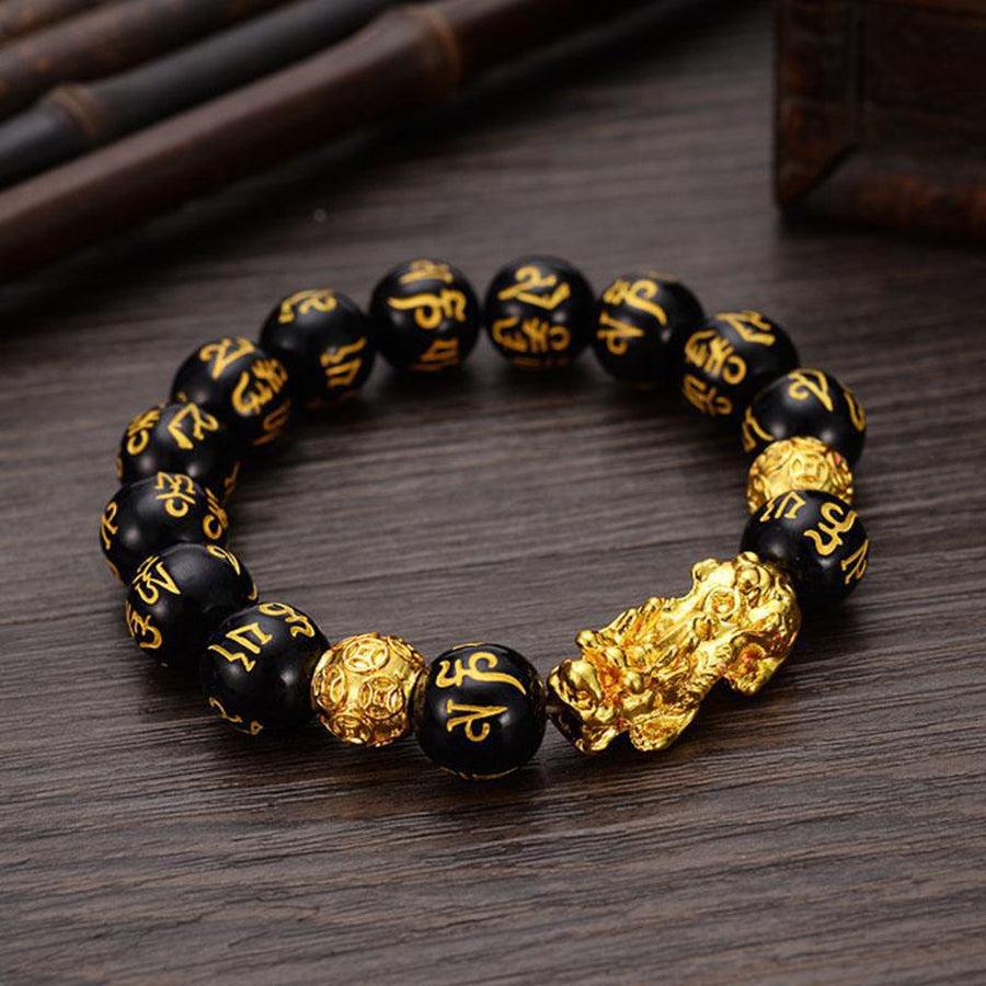 Black and Gold Two-Tone Buddhist Pixiu Bracelet