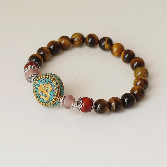 Om and Tiger's Eye Protective Bracelet