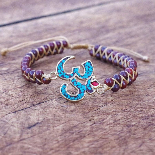 Natural Amethyst Om Shamballa Bracelet