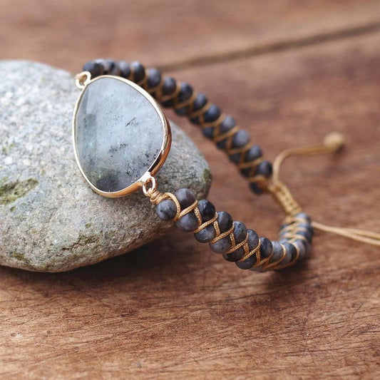 Natural Labradorite Shamballa Bracelet