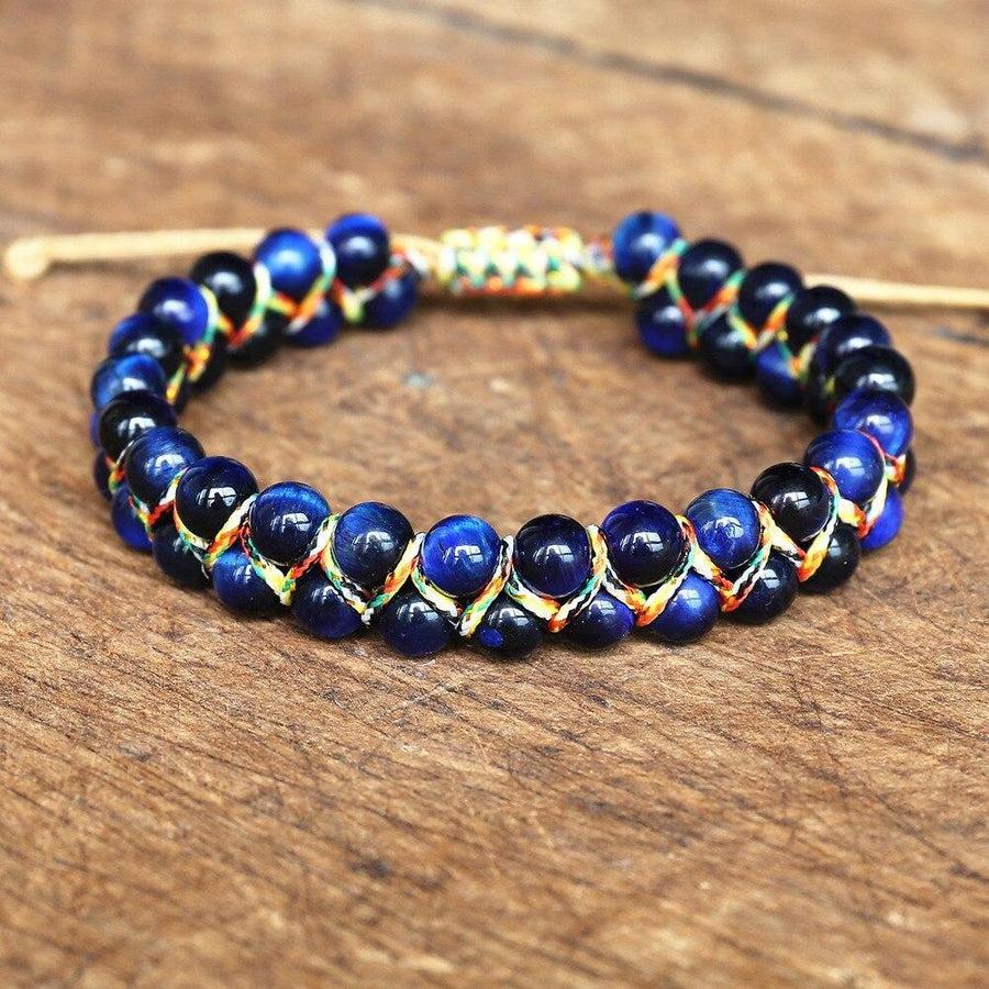 Natural Blue Tiger's Eye Shamballa Bracelet