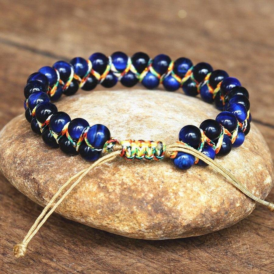 Natural Blue Tiger's Eye Shamballa Bracelet