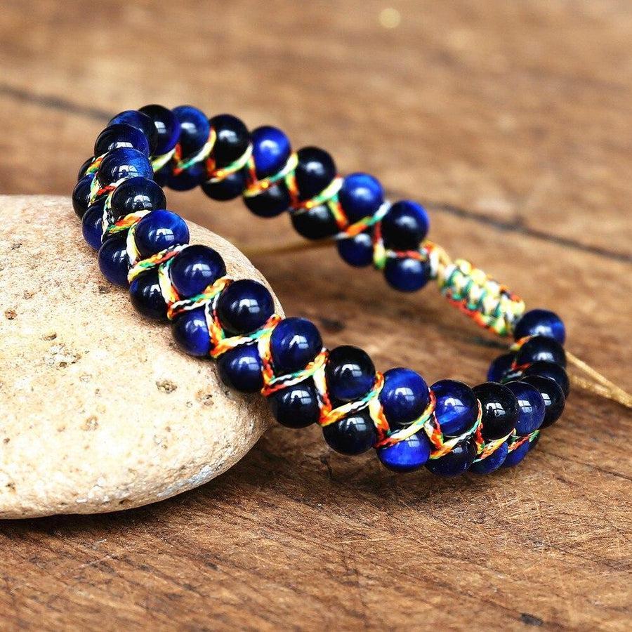 Natural Blue Tiger's Eye Shamballa Bracelet