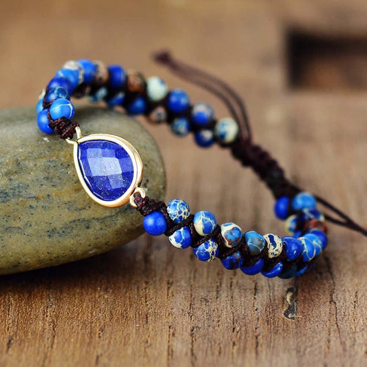 Shamballa Bracelet Tonus & Creativity - Blue Jasper & Lapis Lazuli.