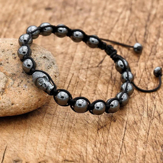 Hematite Buddha Head Bracelet