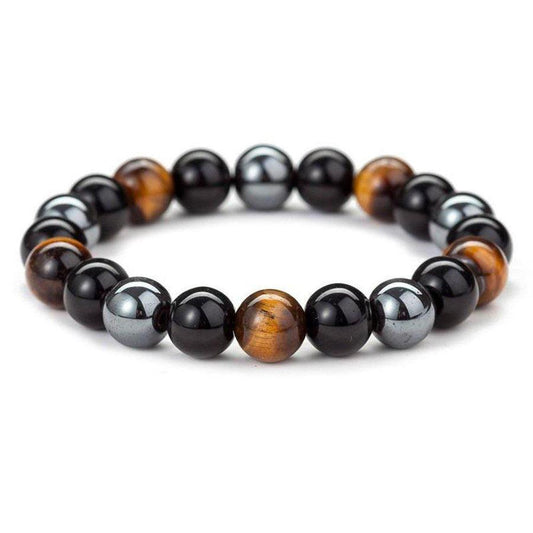 Triple Protection Bracelet: Black Obsidian, Tiger Eye & Hematite