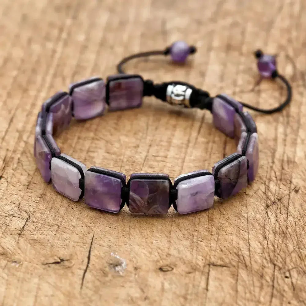 Square Amethyst Shamballa Bracelet