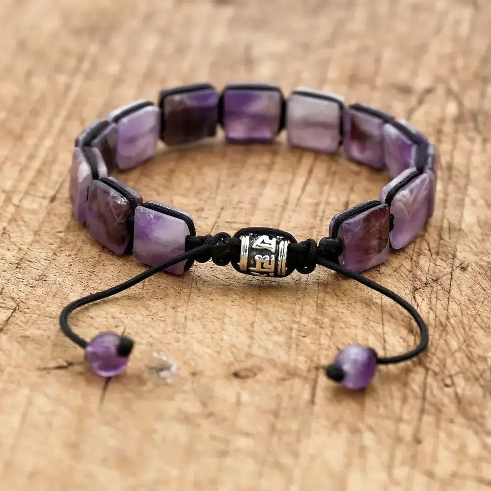 Square Amethyst Shamballa Bracelet